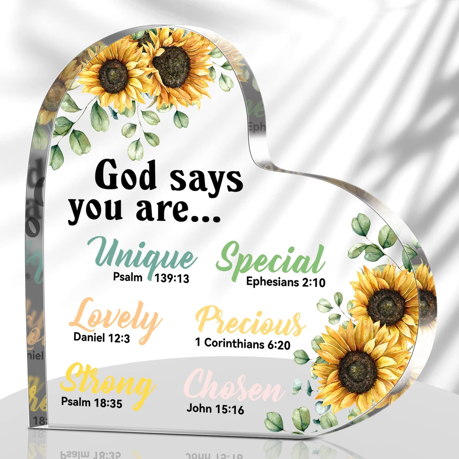 Chunful Christian Gift for Women Sunflowers Gifts for Office Inspirational Paperweight Prayers Religious Scripture Motivational Flower Positive Table Decoration Keepsake(Sunflower)