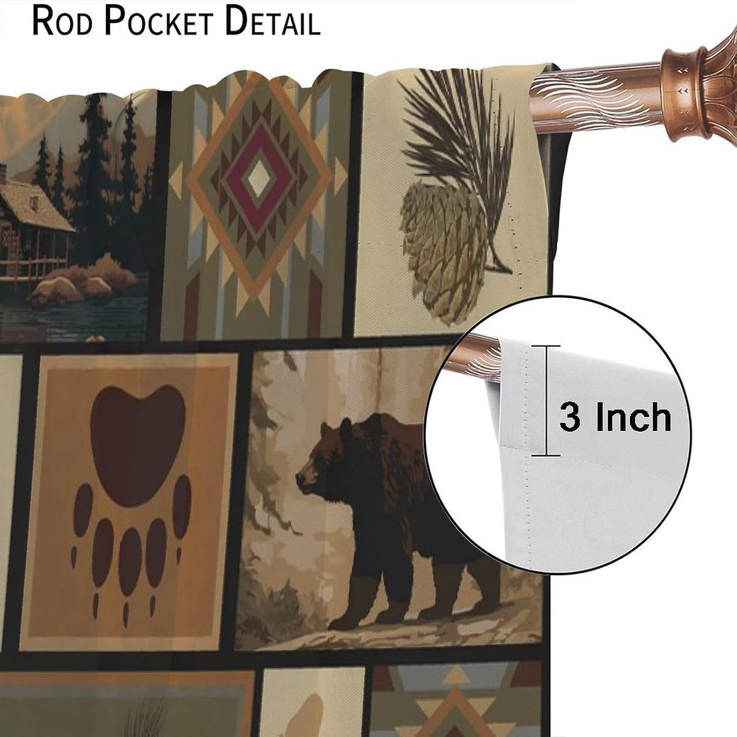 Rustic Moose Deer Curtains, Rustic Moose Deer Retro Rustic Cabin Cottage Elk Pine Lodge Country Style Farmhouse Blackout Windows Door Curtain for Bedroom Living Room 42x63in