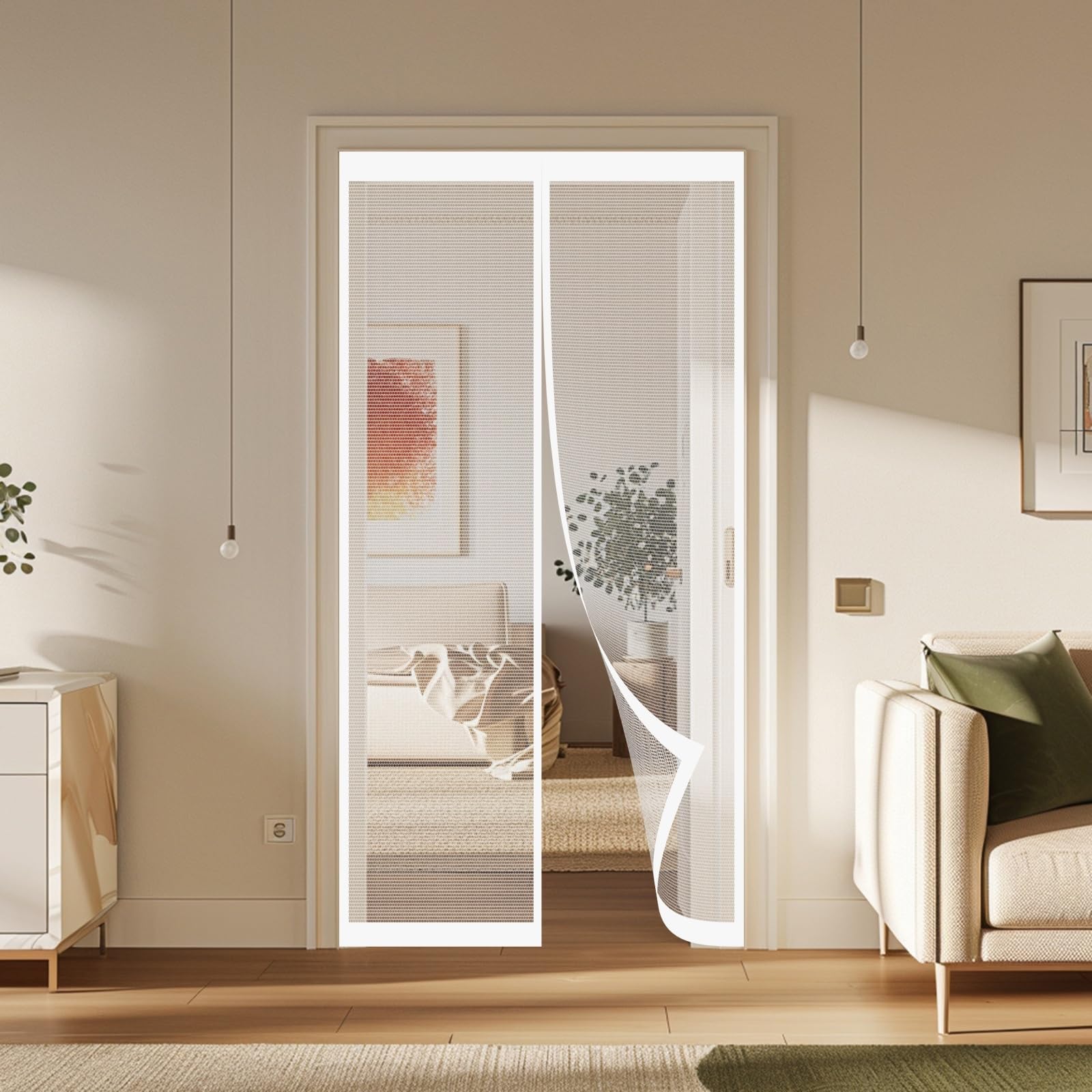 Moustiquaire porte fenêtre 116 x 250 anti-insectes magnétique blanc de porte