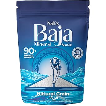 Saltix Baja Mineral Sea Salt - Natural Grain, 8 oz 1/2 lb, 160+ Servings 100% Natural & Unrefined, Hand-Harvested from the Sea of Cortez Mineral Rich, Low Sodium, Perfect for Cooking, Finishing & Hydration