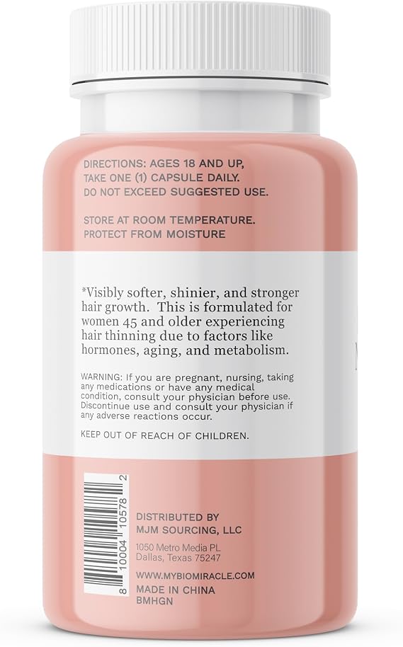 BioMiracle Menopause Balance Hair Growth Nutraceutical for Women (30 Capsules) Specially Formulated Hormone Balance Supplement for Visibly Thicker Hair Volume & Fuller Scalp Coverage 1 Month Supply