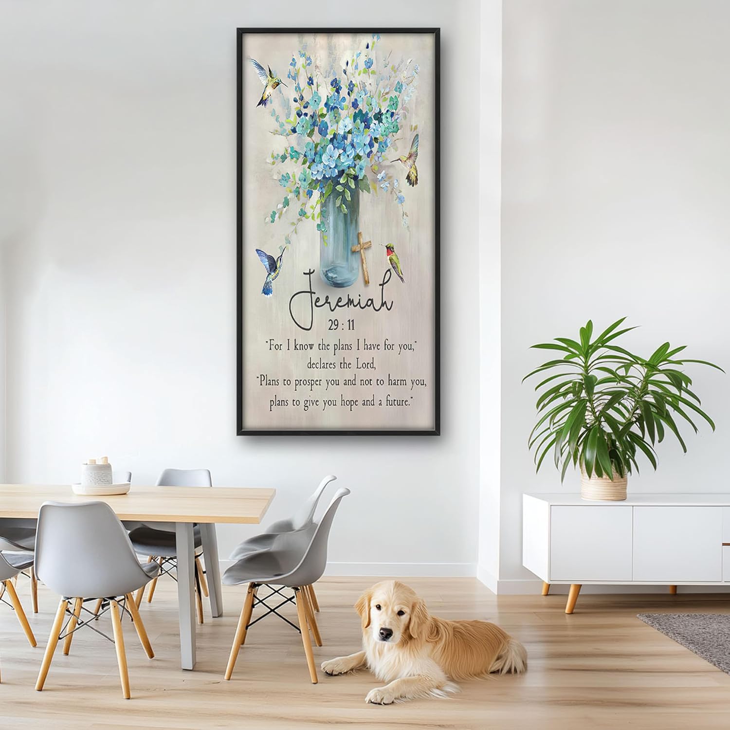 Scripture Large Wall Art for Living Room Framed Christian Canvas Vertical Oversize Prints Painting Big Jeremiah Bible Verses Pictures Artwork Bedroom Decor 60"x30"