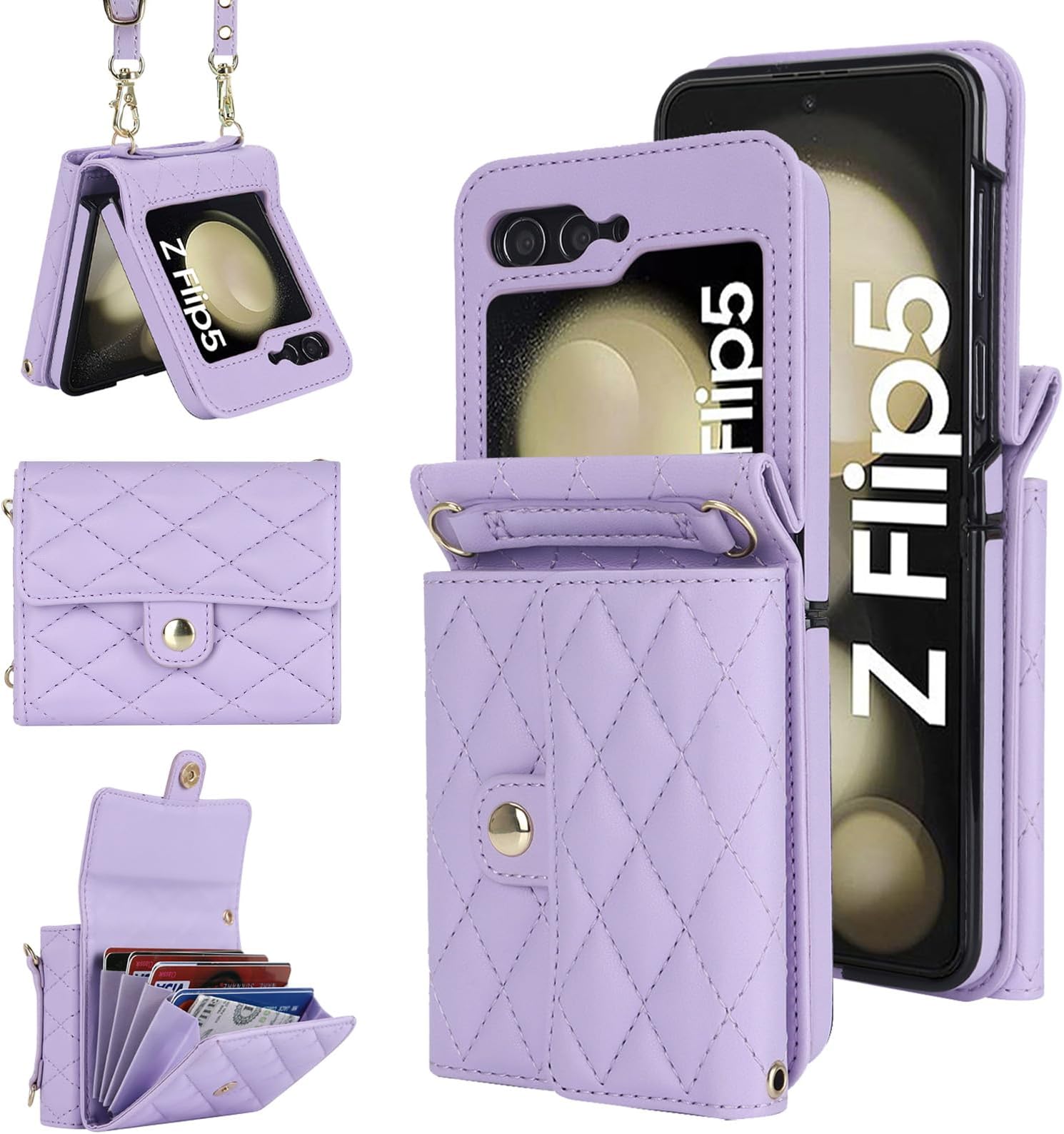 Samsung Galaxy Z Flip 4 Hoesje Portemonnee Book Case Kunstleer Zwart