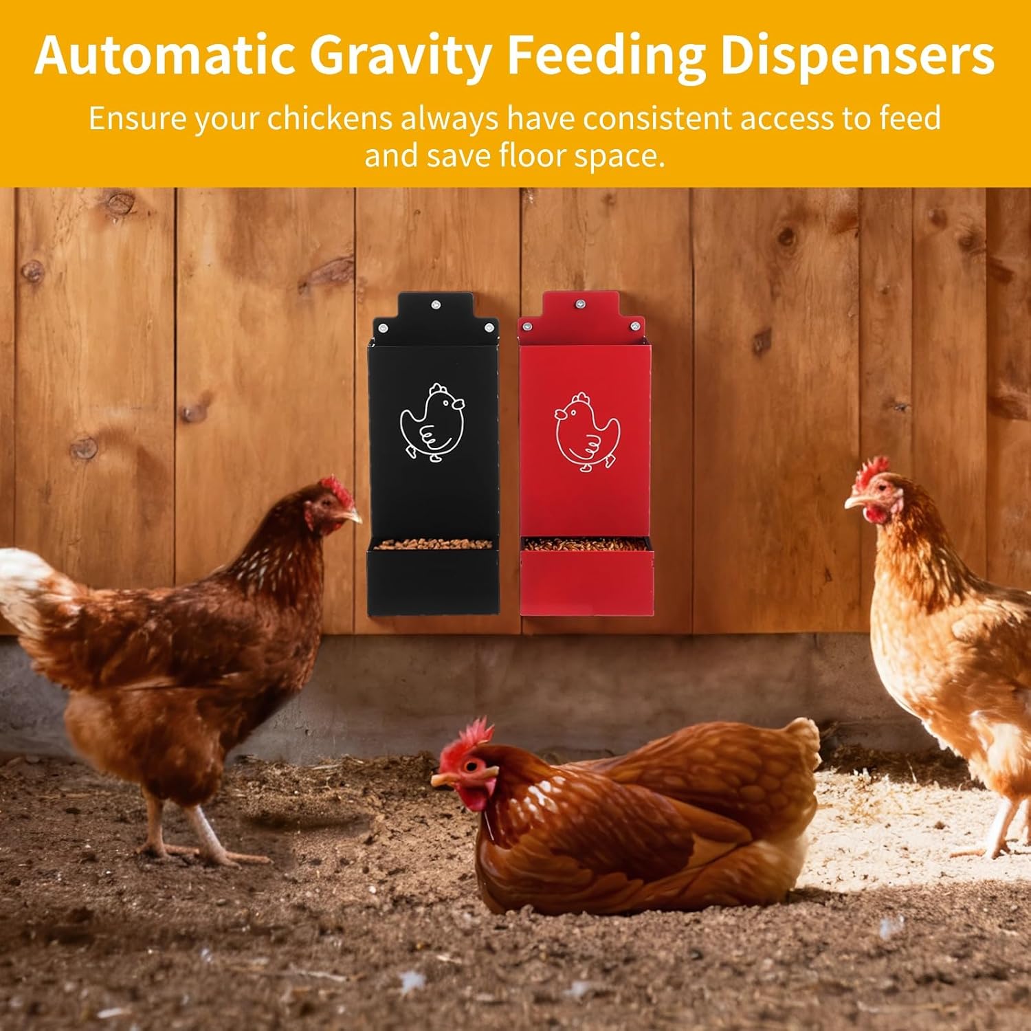 4 Pcs Chicken Grit Feeders, Metal Oyster Shell Feeders, Automatic Gravity Feeding Dispensers, Hanging Chicken Feeders, Poultry Coop Accessories, 2 Scoops Included