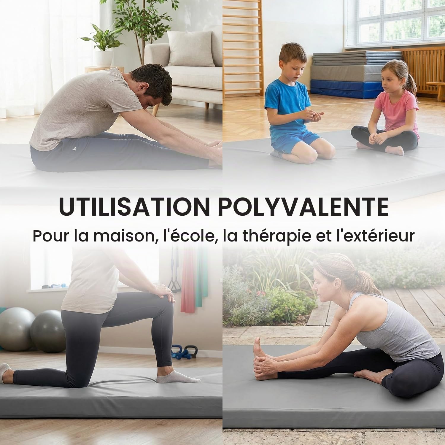 Jeflex - Matelas gymnastique 200 x 100 x 8 cm fabriqué en Allemagne/Tatami judo portable/matelas pliable peu encombrant et tapis de yoga/tapis de gym enfant pour chambre d'enfant