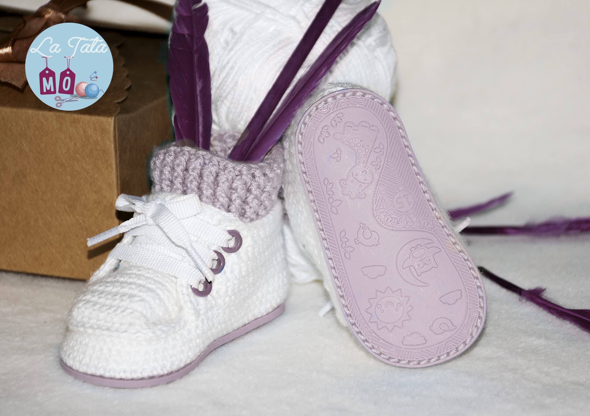 Scarpine Neonato realizzate con Uncinetto. Stivaletti per Neonato all'Uncinetto o all'Uncinetto, Stivali con calzino, Disponibile in Tutte Le Taglie Bambino