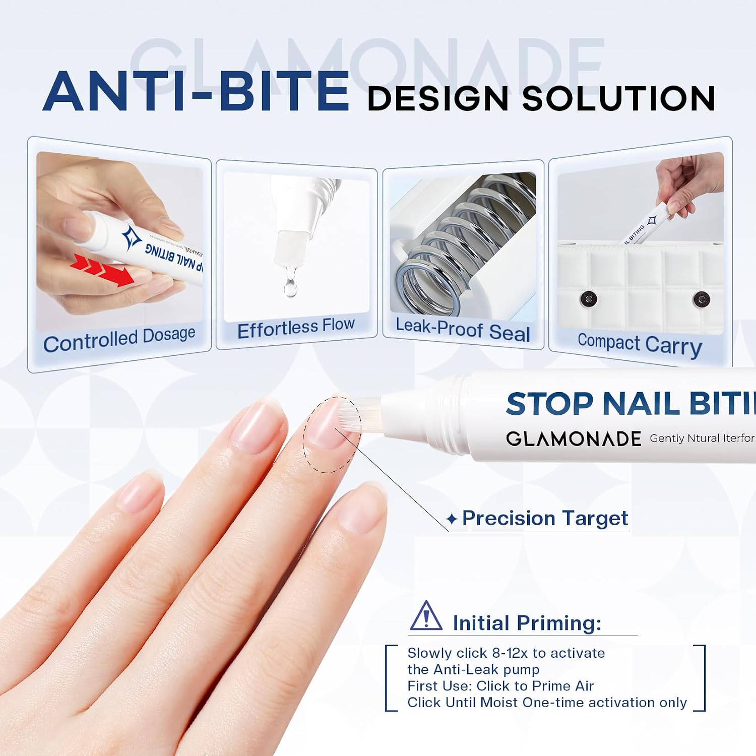 Glamonade Nail Biting Prevention for Kids: Thumb Sucking Deterrent Instant Bitter Taste Habit Correction Formula Nail Repair for Damaged Nails Care Safe Effective & Non-Toxic Invisible Matte Finish