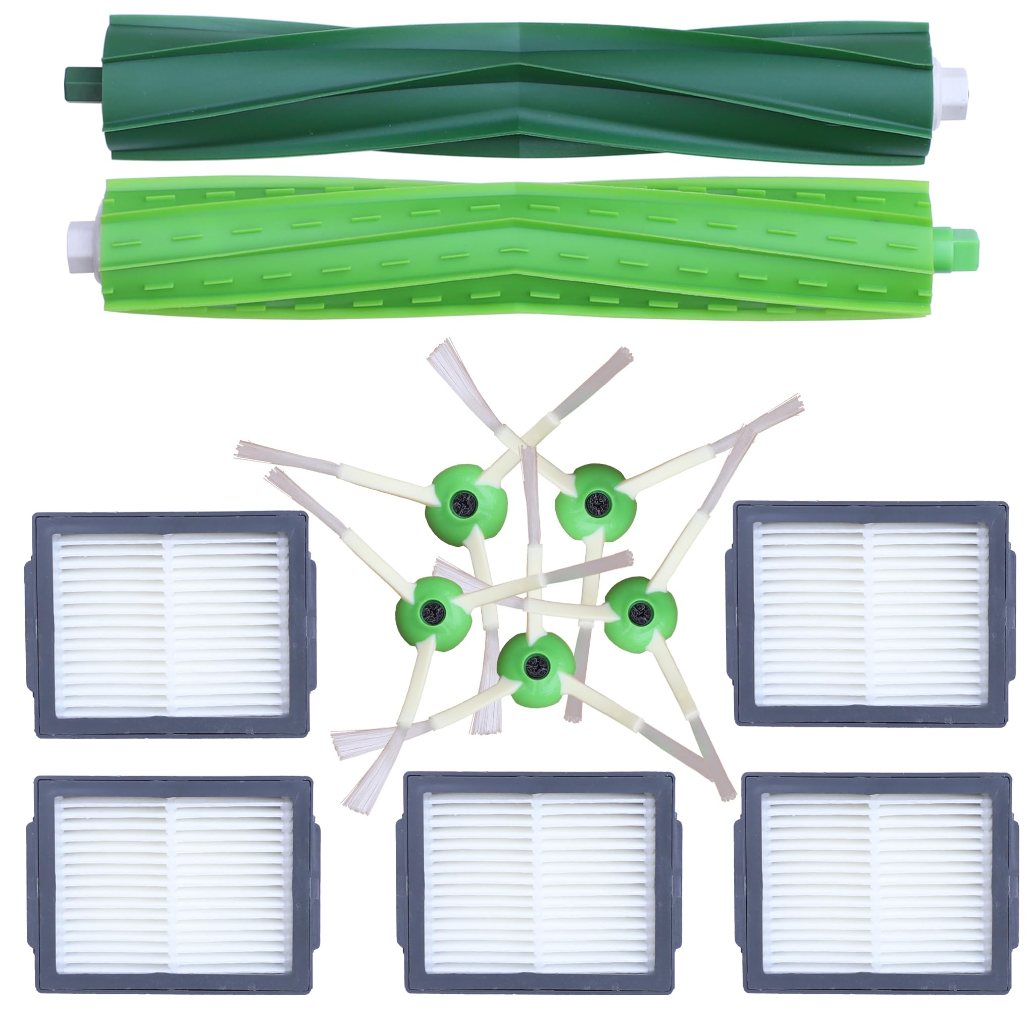 LRFDRESS vacuums Replacement Parts For iRobot Roomba E&I Series E5 E6 i7 i7+ i3 i3+ i4 i4+ i6 i6+ j7 j7+ i8 i8+, 2 rubber main brushes, 5 filters, 5 side brushes Parts accessories
