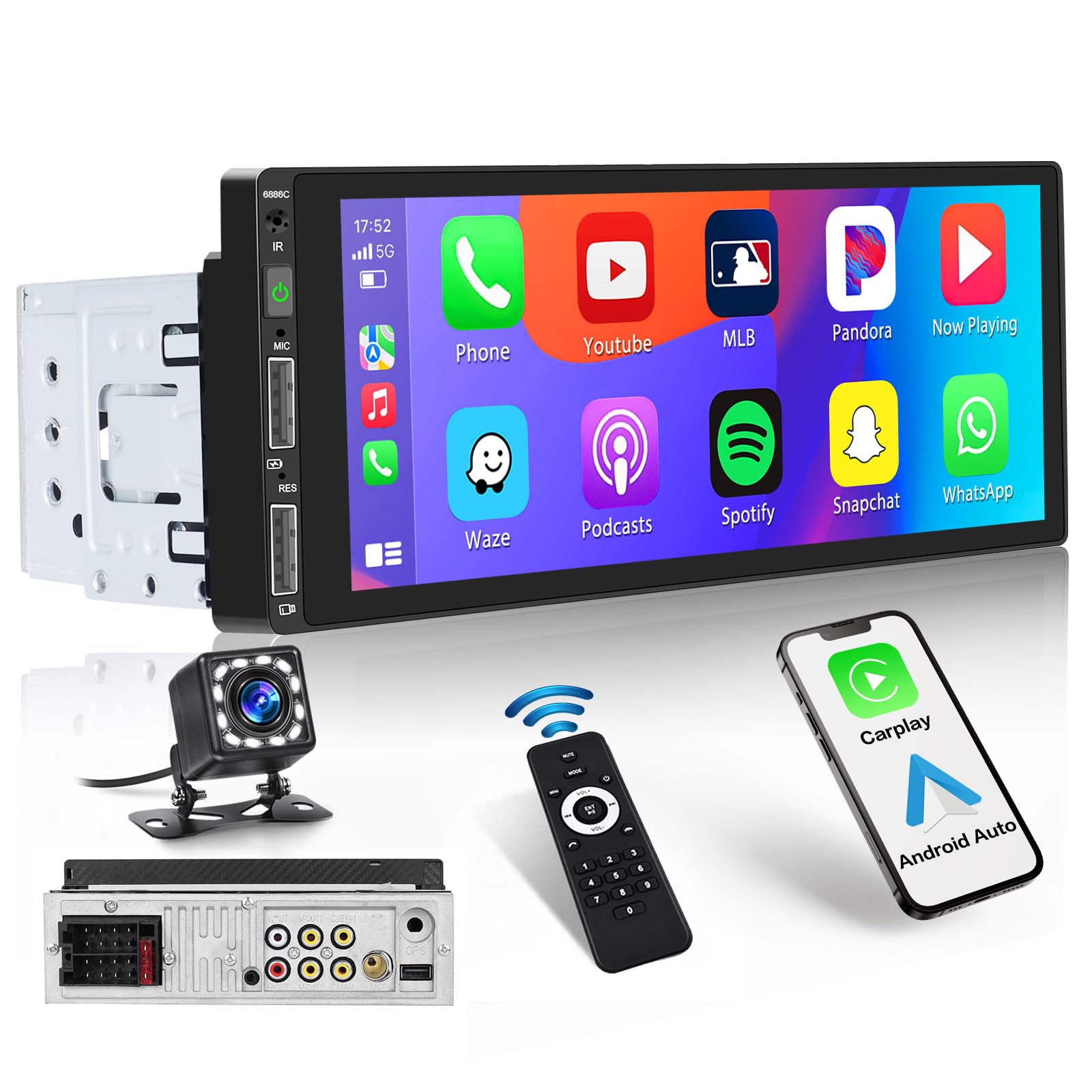 Amazon.com: Hikity 6.9 Inch Apple Carplay Car Stereo Single Din
