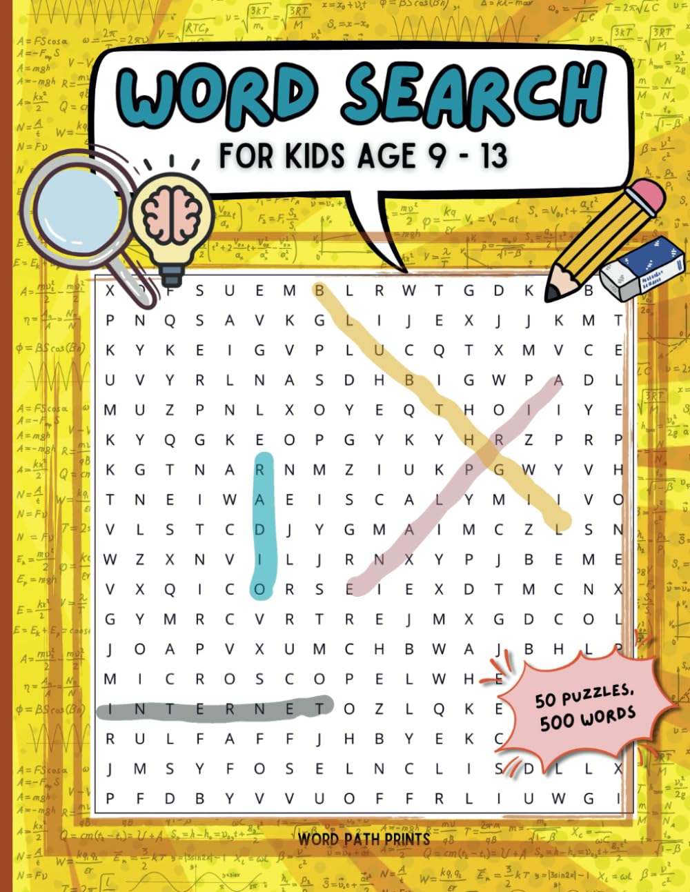 Word Search Book for Kids age 9-13: 50 word search puzzle for kids on fun topics
