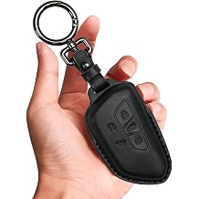 Tukellen for Volkswagen Leather Key Fob Cover Compatible with VW MK8 Golf/GTI Skoda Octavia Remote Protector Jacket Keyless Entry Black