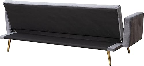 Miniatura 6 de Bonrcea Sofá cama de 75 pulgadas, sofá futón de terciopelo, capacidad de 500 libras para sala de estar pequeña, casa rodante, apartamento pequeño