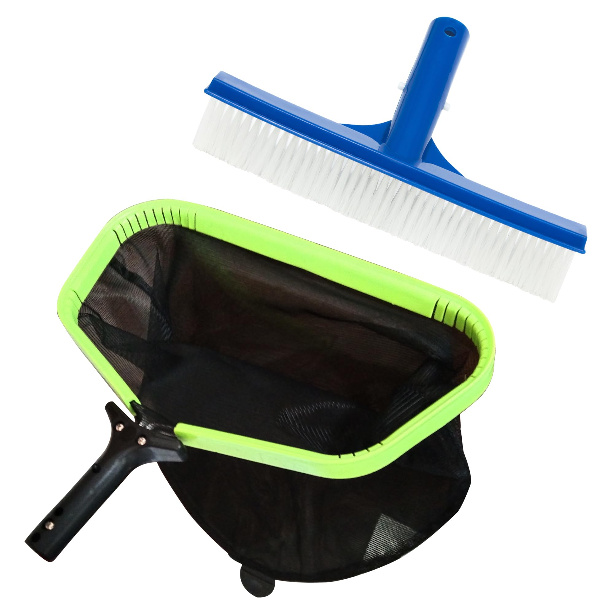 POOLTOOL Swimming Pool Deep Leaf Net Rake, Aluminum Frame with Swimming Pool Wall Brush 10 Inch-image-35