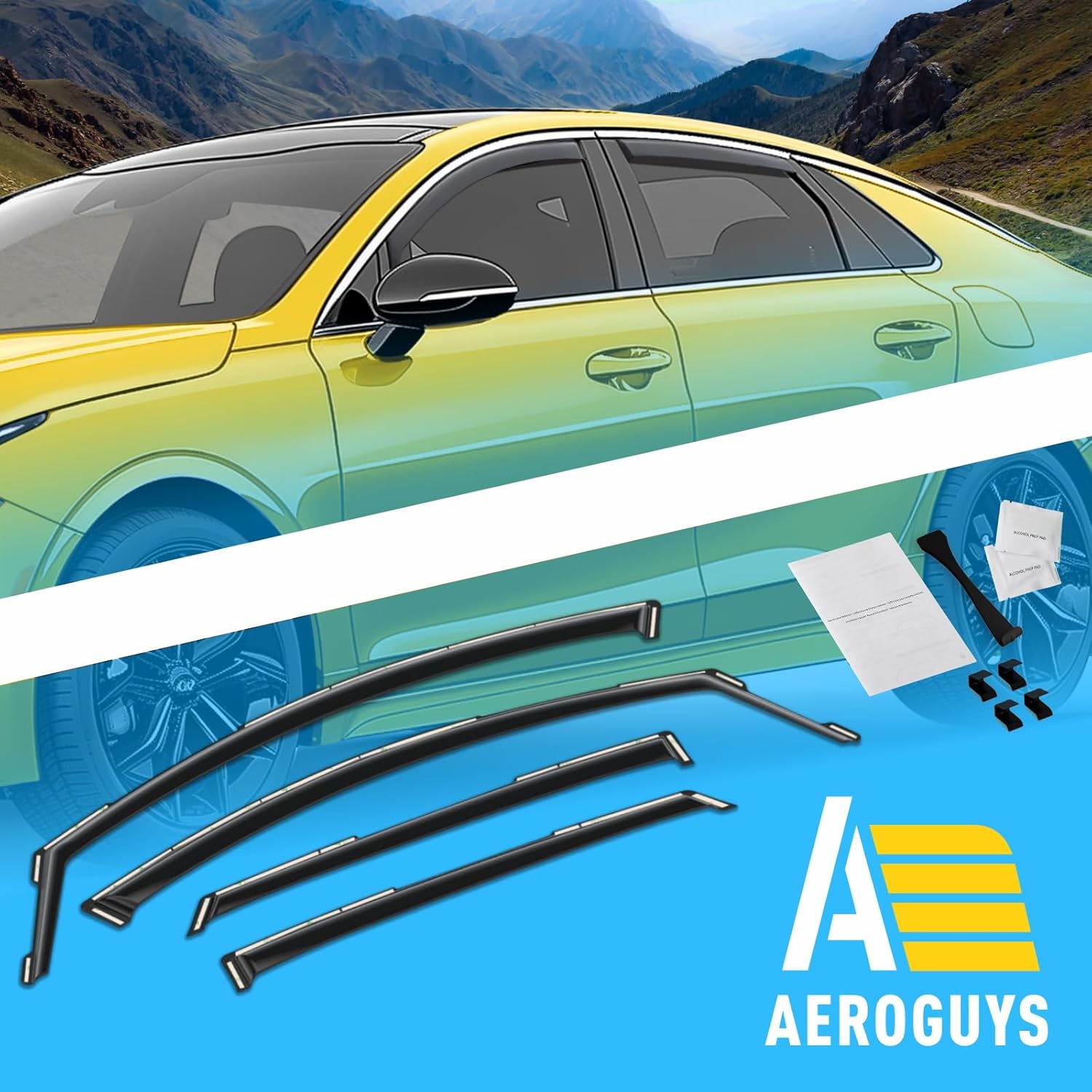 Extra Durable Window Deflectors in-Channel Window Visors Rain Guards Fit for Kia K-5 2021-2026, Sun Visors, Wind Vent for Shades, Exterior Car Accessories - 4pcs. AG0803