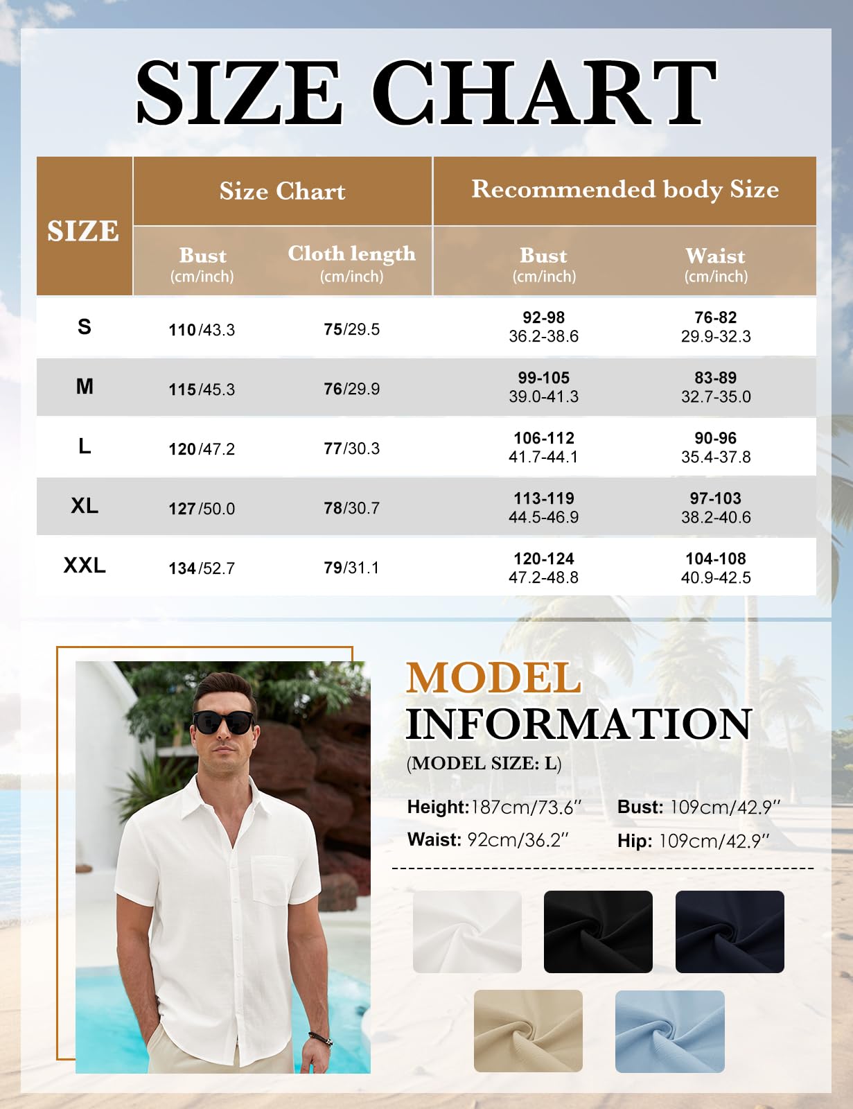 Xnova Camicia Uomo in Cotone e Lino Camicia Uomo Maniche Corte Estiva Regular Fit con Taschino la Spiaggia Camicie con Collo Button-Down Le Vacanze e Il Lavoro