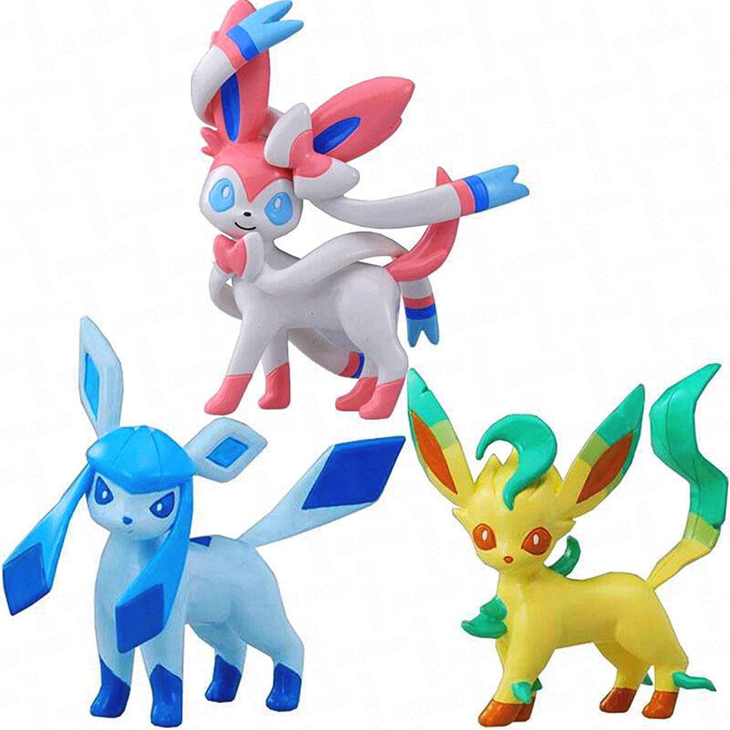 Eevee Evolution Figure - Pack 3 Styles Leafeon Figure Sylveon Figure, Glaceon Figure - Eevee Evolution Toy Action Figure 2" (Stock in US) in Christmas
