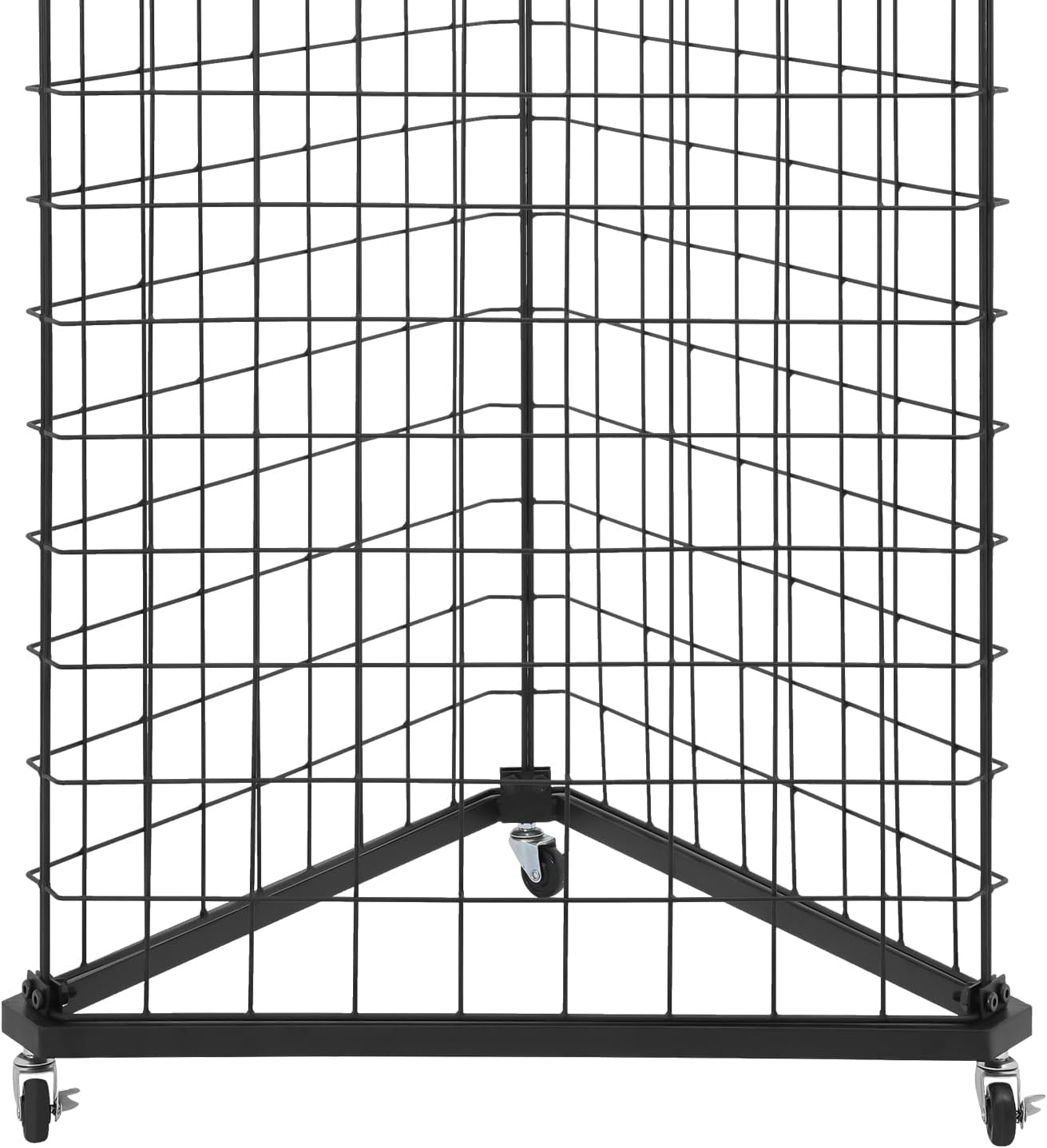 TFCFL Triangular Display Stand,Triangle Wire Grid Tower with Base and Casters,24x68in Rolling Grid Wall Panel Stand for Home Organization Retail Trade Show,Black