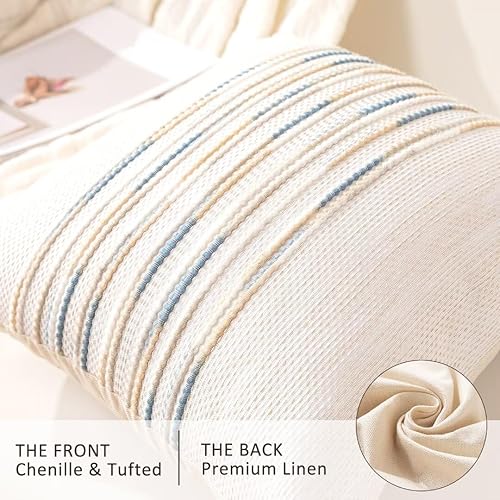 Miniatura 2 de WANLIRD Juego de 2 fundas de cojín bohemias de 18 x 18 pulgadas, fundas de cojín cuadradas de felpilla decorativas de granja a rayas, fundas de