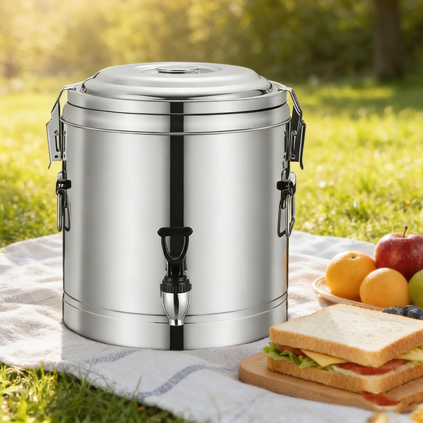 JKJZSALJ Stainless Steel Large Capacity Insulated Beverage Dispenser With Tap, Hot Drinks Container For Catering, Water, Porridge, Soup,20L