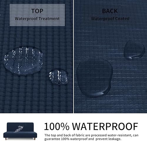 Vista 12 de Easy-Going Funda 100% impermeable para futón, con impermeabilidad doble para futón, funda de sofá jacquard elástica, protector de muebles a prueba