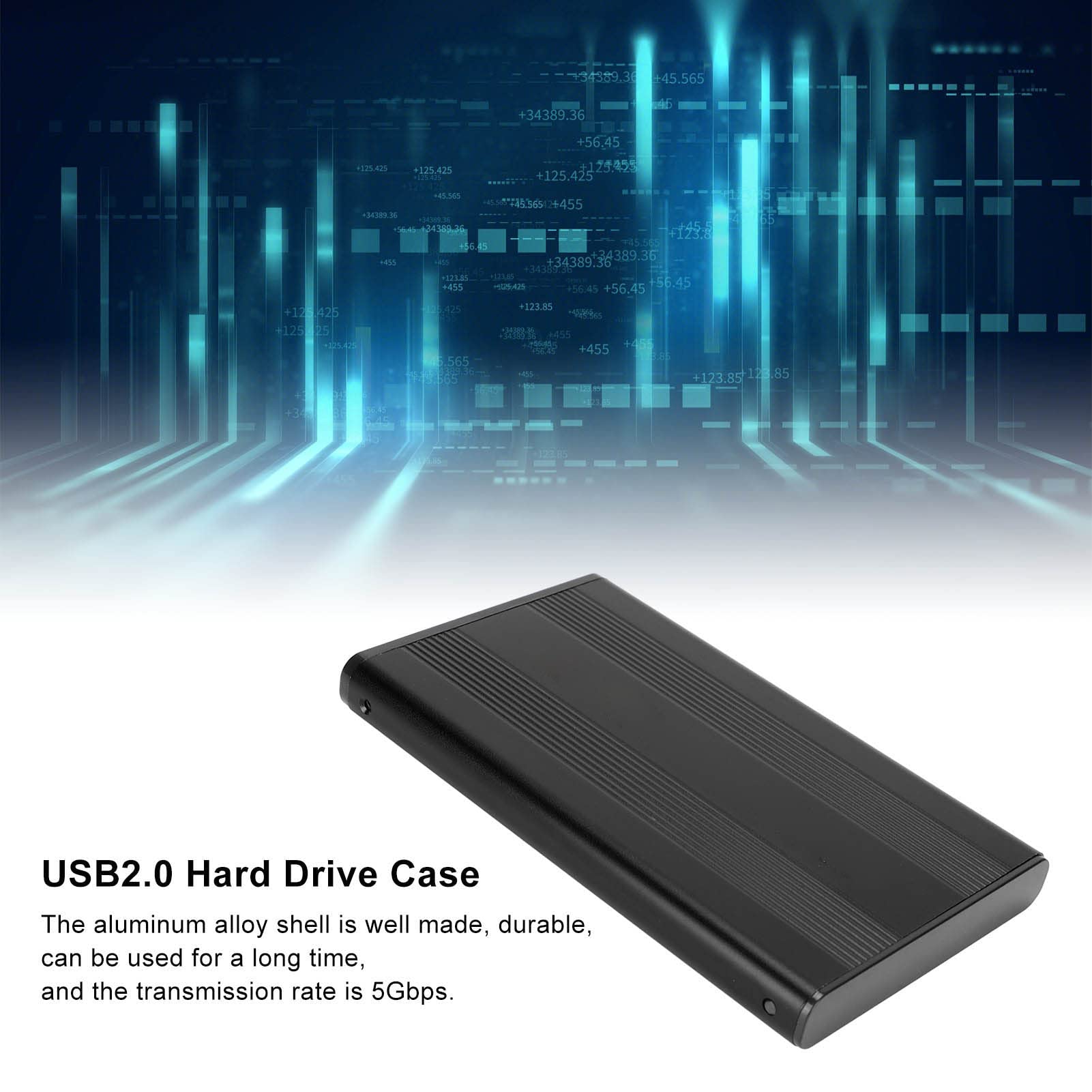 Naroote Disco Duro Externo, Disco Duro Portátil SSD HDD HDD Cubro 2.5 Pulgadas 5GBPS 2TB Capacidad Caso de Disco Duro Anti Estático con Interfaz USB3.0 (Black) (Disco Duro no Incluido)