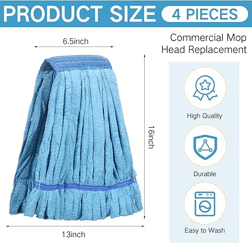 Miniatura 2 de Lallisa 4 piezas de repuesto para cabezal de trapeador comercial, de microfibra, industriales, repuestos para limpieza de suelos para uso industrial