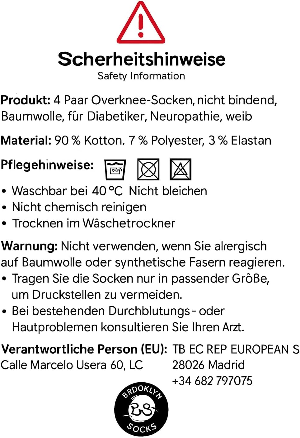 4 Pairs of Over The Knee Non-Binding Cotton Diabetic Neuropathy Socks - Image 7