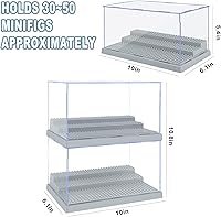 Vista 3 de Paquete de 2 vitrinas para minifiguras, figuras de acción y bloques, caja de almacenamiento de vitrina de minifiguras de acrílico con 3 escalones