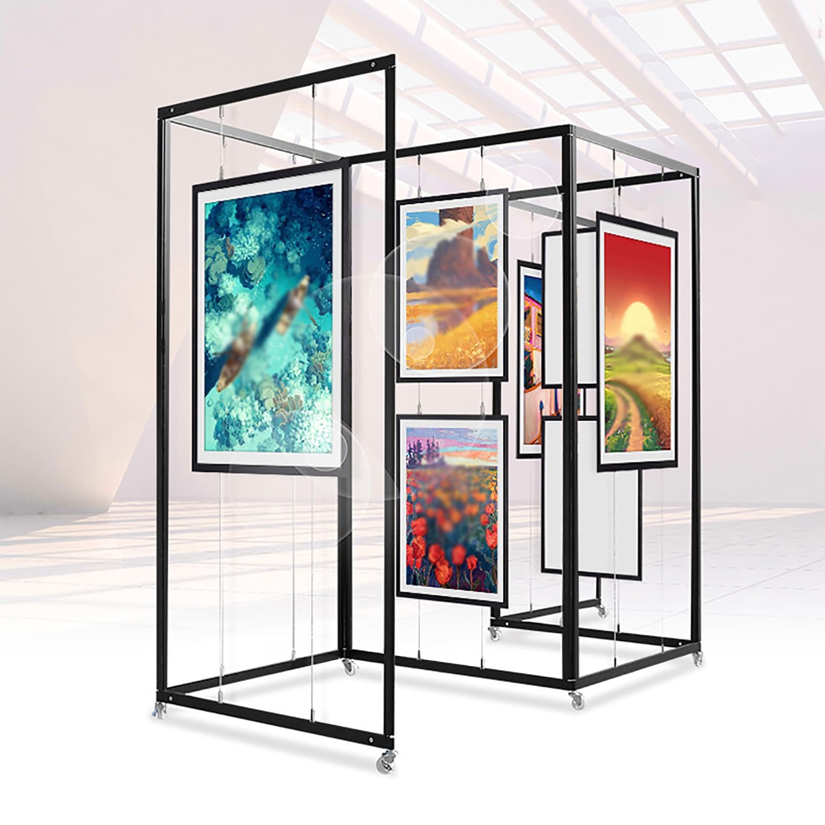 expositores de Aluminio para Arte, 60 x 150 cm (23,6 x 59 Pulgadas), Soporte Independiente para Carteles, Vitrina publicitaria Duradera para Obras de Arte, exposiciones y promociones.