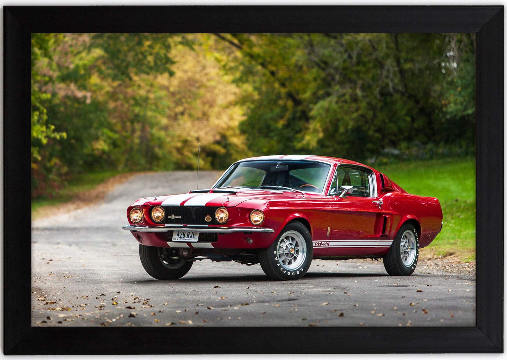Vintage CAR Ford Mustang Shelby GT-500 Framed Poster 19.5X13.5 