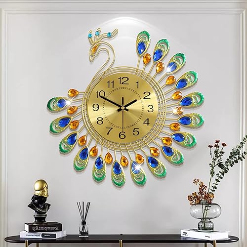 FLEBLE Relojes de pared grandes para decoración de sala de estar, reloj de pared dorado silencioso a pilas sin tictac para dormitorio, cocina, 14