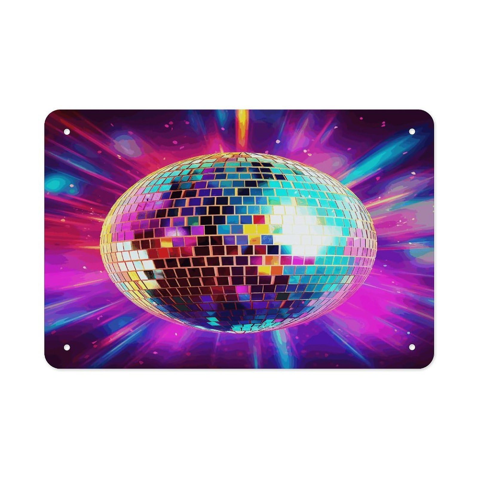 Fekiloot Style Space Disco Ball Metal Signs Wall Art Tin Sign
