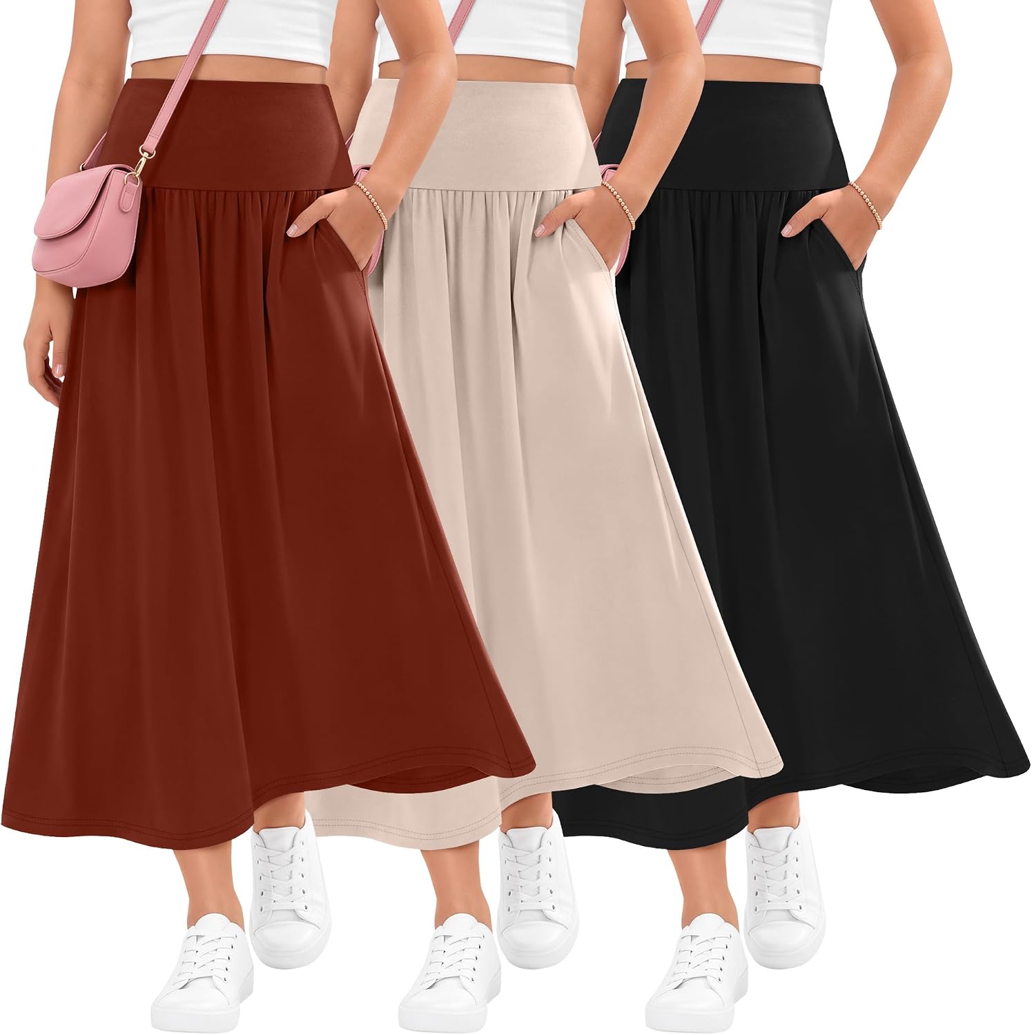 3 Pack Girls' Maxi School Skirts 5-16 Years