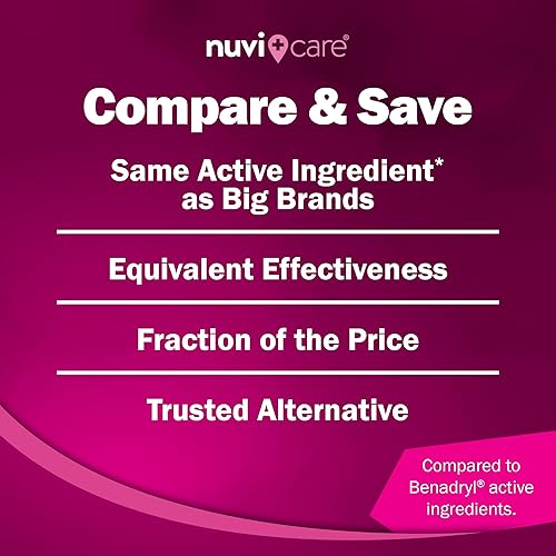 Miniatura 10 de Tabletas para aliviar la alergia  Tabletas antihistamínicas de difenhidramina de 25 mg para secreción nasal, estornudos, picazón en los ojos y