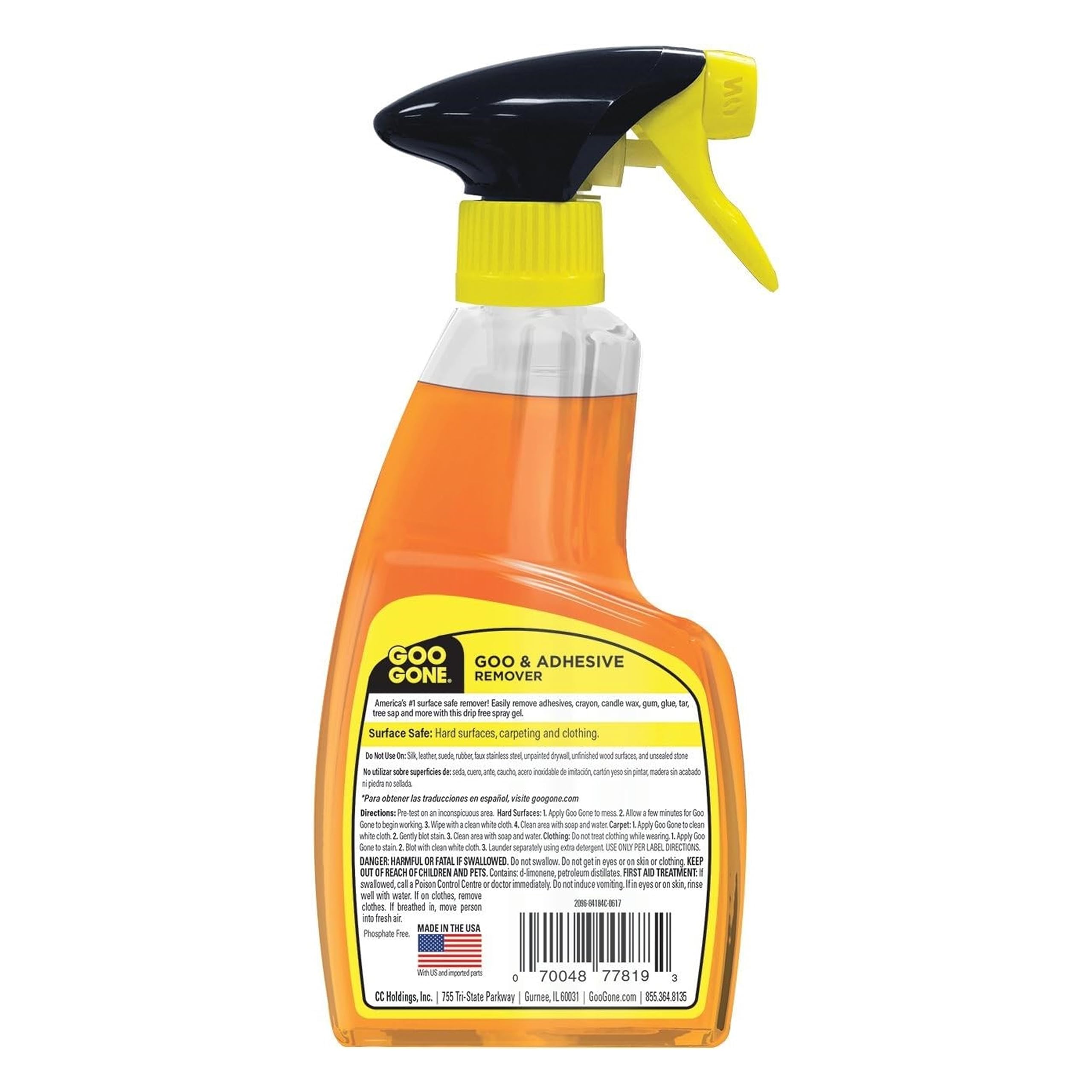 Goo Gone Adhésif Décapant Gel en Spray, 2 paquets avec décolleur | Formule Sans Gouttes, Sûr pour les Surfaces, Élimine les Autocollants et le Ruban