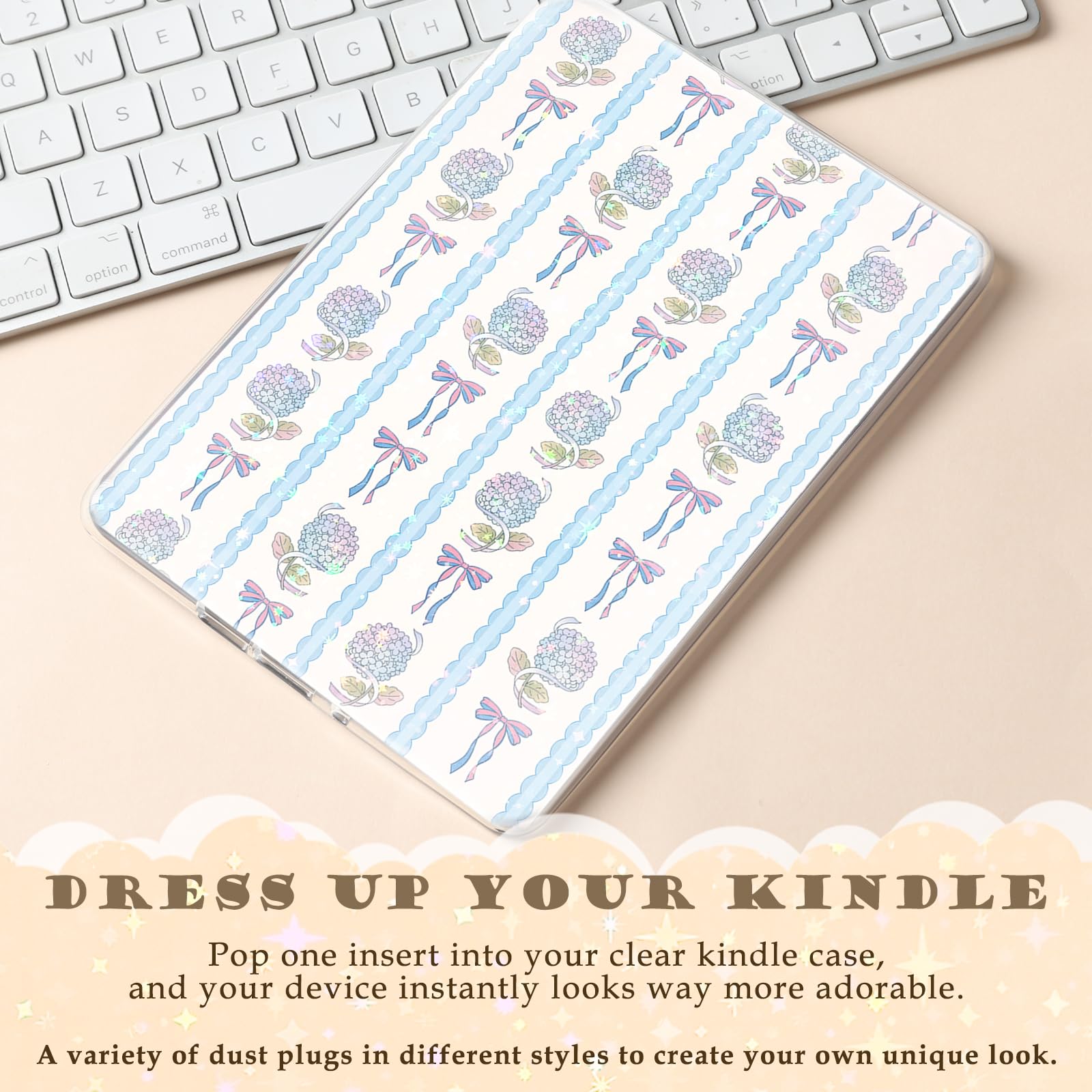Insert Cardstock für transparente Schutzhülle, kompatibel mit Kindle Paperwhite 11. 12. Generation 17,3 cm (6,8 Zoll), Blumenmuster, Kartenzubehör für E-Reader, Buchliebhaber, Lesegeräte