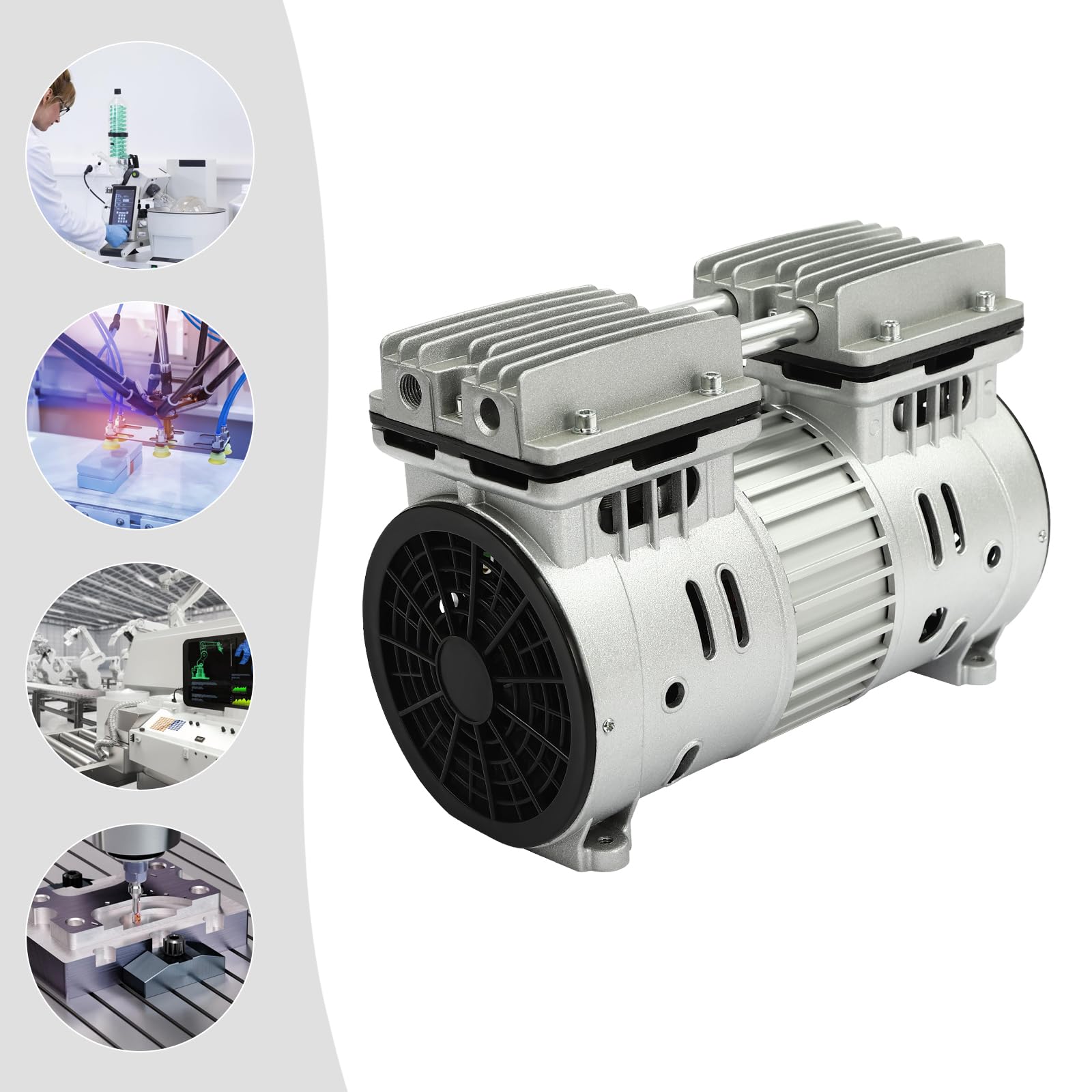 Bomba de vacío sin aceite, 550 W, 1400 rpm, bomba de vacío sin aceite, compresor de aire, motor silencioso, alta eficiencia para alimentos y productos farmacéuticos