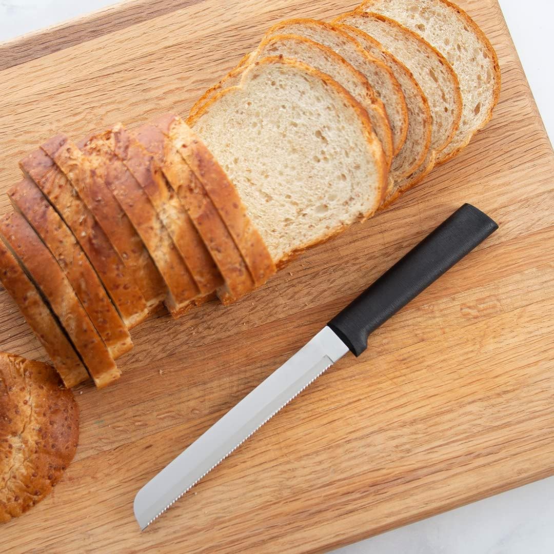 Rada Cutlery 6" Bread Knife (W236), Stainless Steel Serrated Blade, Black Handle, Pack of 2