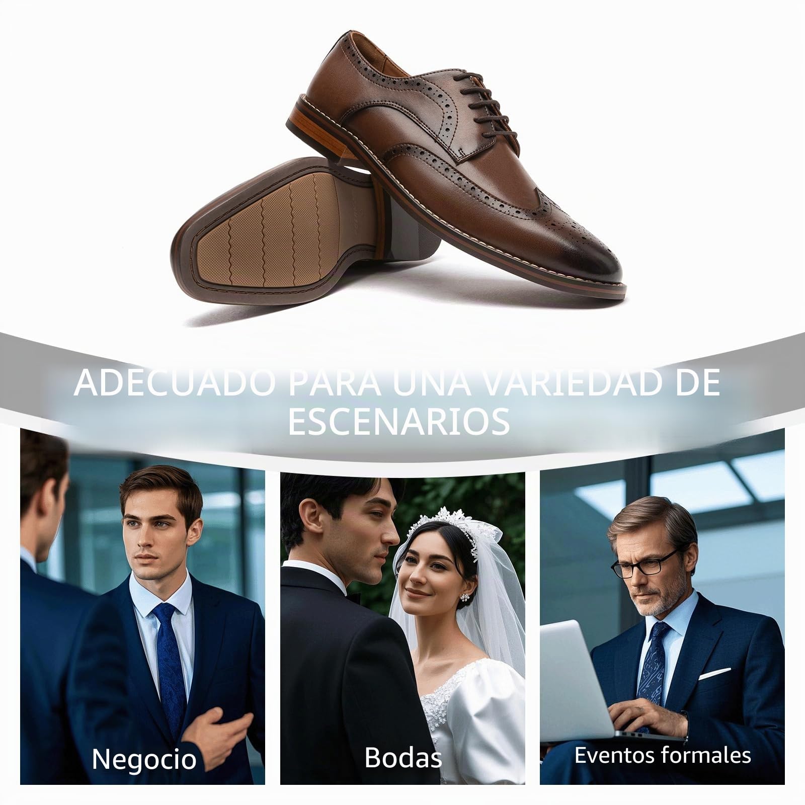 Poerkan Men's Oxford & Derby Formal Dress Shoes: Lace - up Leather Classics in Black and Brown with Patent Brogue Details