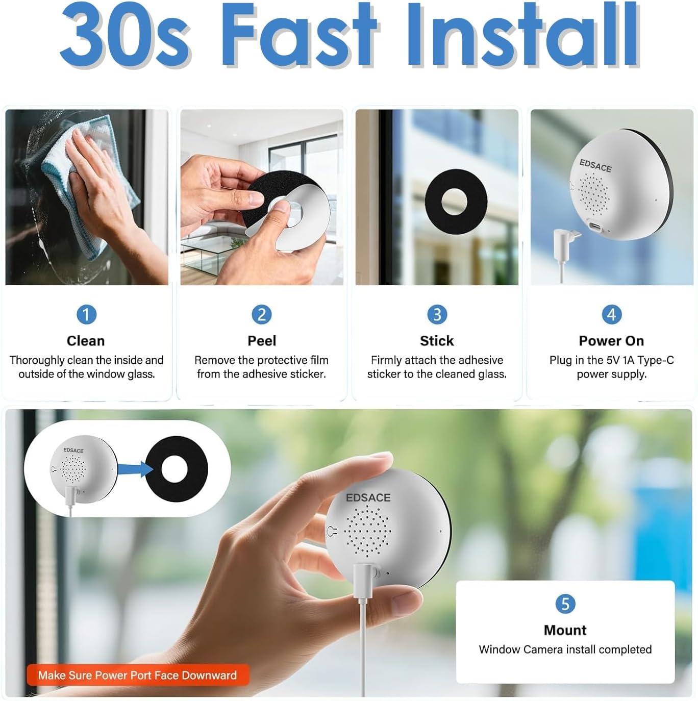 4MP 2K Indoor Security Camera for Windows, Smart AI Motion Detection, Color Night Vision, Glass-Mount Design, Wired Installation (2)