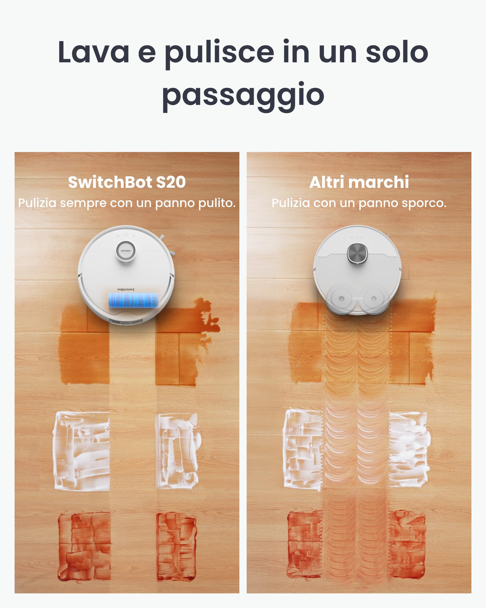 SwitchBot S20 Robot Aspirapolvere Lavapavimenti, Evitamento Degli Ostacoli AI, 10000 Pa, Auto-Svuotamento e Riempimento, Lava e Asciuga Autopulizia Supporto Matter e Apple Home