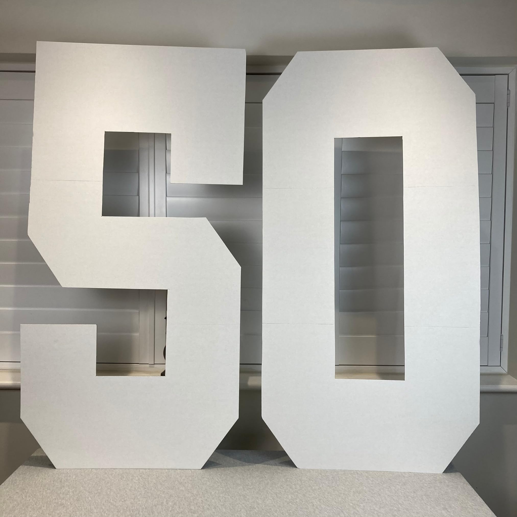 Cardécoray White 4Ft Large Cardboard Number 50 - Diy Birthday Party Decorations, Freestanding Photo Prop, Customizable Giant Numbers For 50Th Birthday Celebrations By