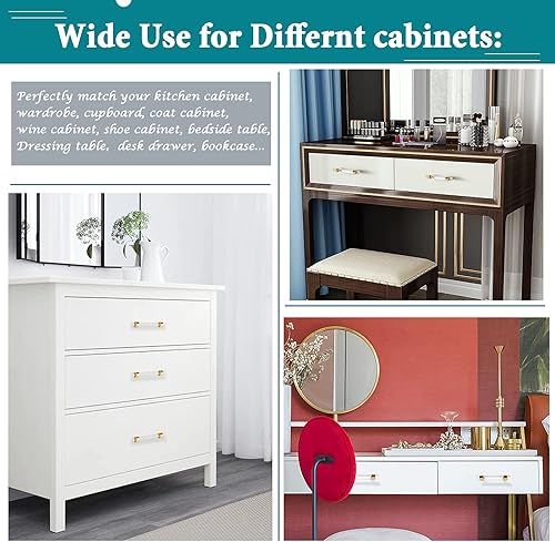 Miniatura 6 de Orger - Paquete de 30 tiradores de acrílico modernos dorados para cajones, manijas de puerta de gabinete de cocina, manijas de gabinete de 3-12