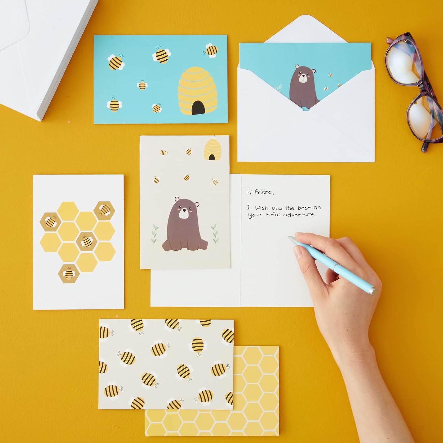 48 Pack Honey Bee Thank You Cards with Envelopes, All Occasion Assorted Blank Note Cards (6 Cute Designs, 4x6 In)