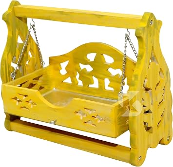 Wooden Handcrafted Laddu Gopal Jhula/Swing/Jhoola for God Krishna 0 to 5 No. Janmashtami and Home Temple Hindola Celebrations