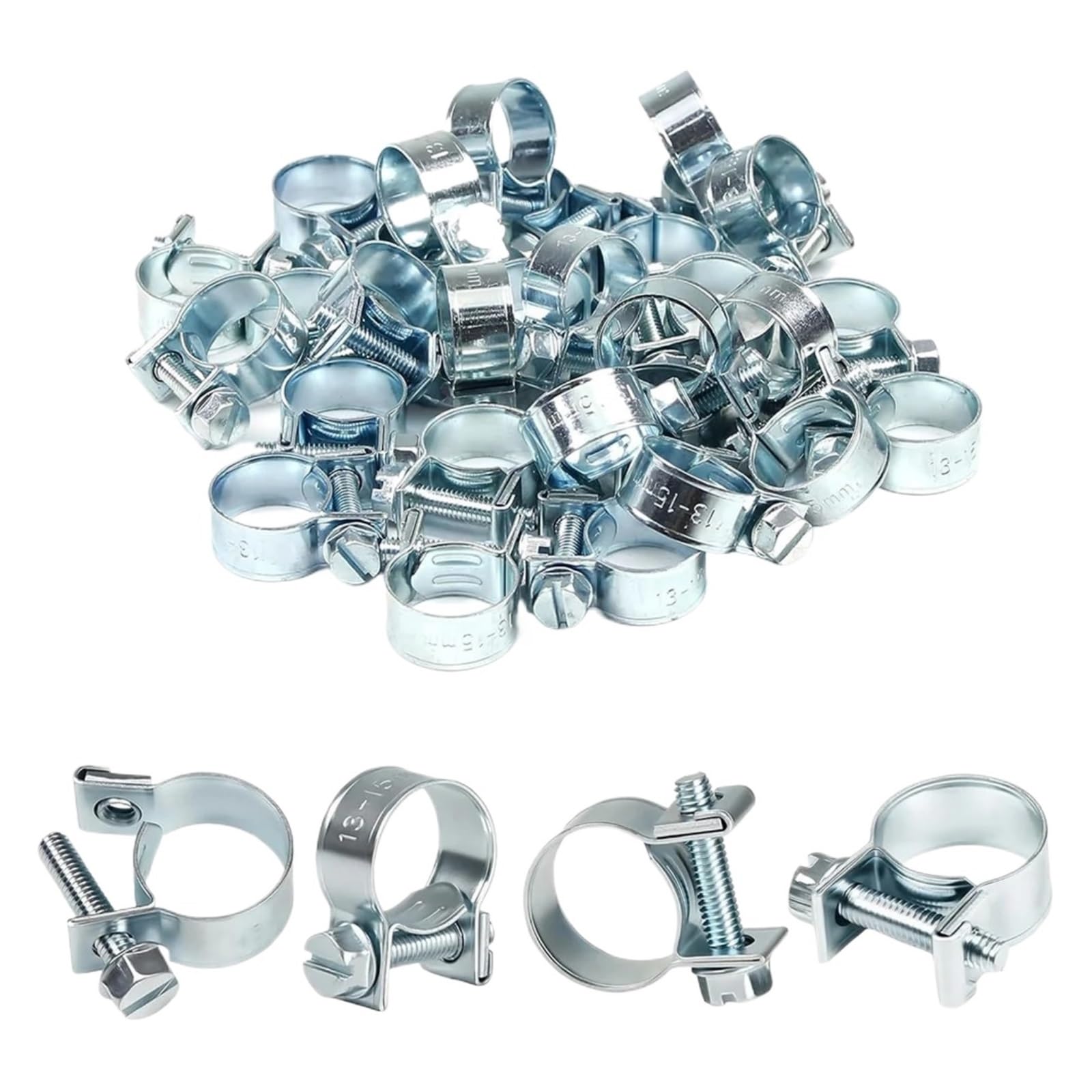 Graiting One Color 50Pcs Fuel Injection Gas Line Hose Clamps13-18Mm Adjustable Pipe Clip Tube Clamp For Diesel/Petrol In Automotive