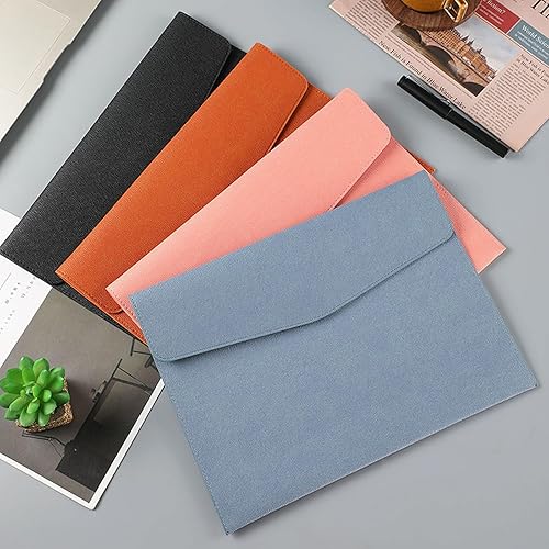 Vista 30 de VANRA 1 carpeta de cuero sintético para archivar documentos A4, organizador de documentos, portafolio de cuero con cierre magnético (marrón)