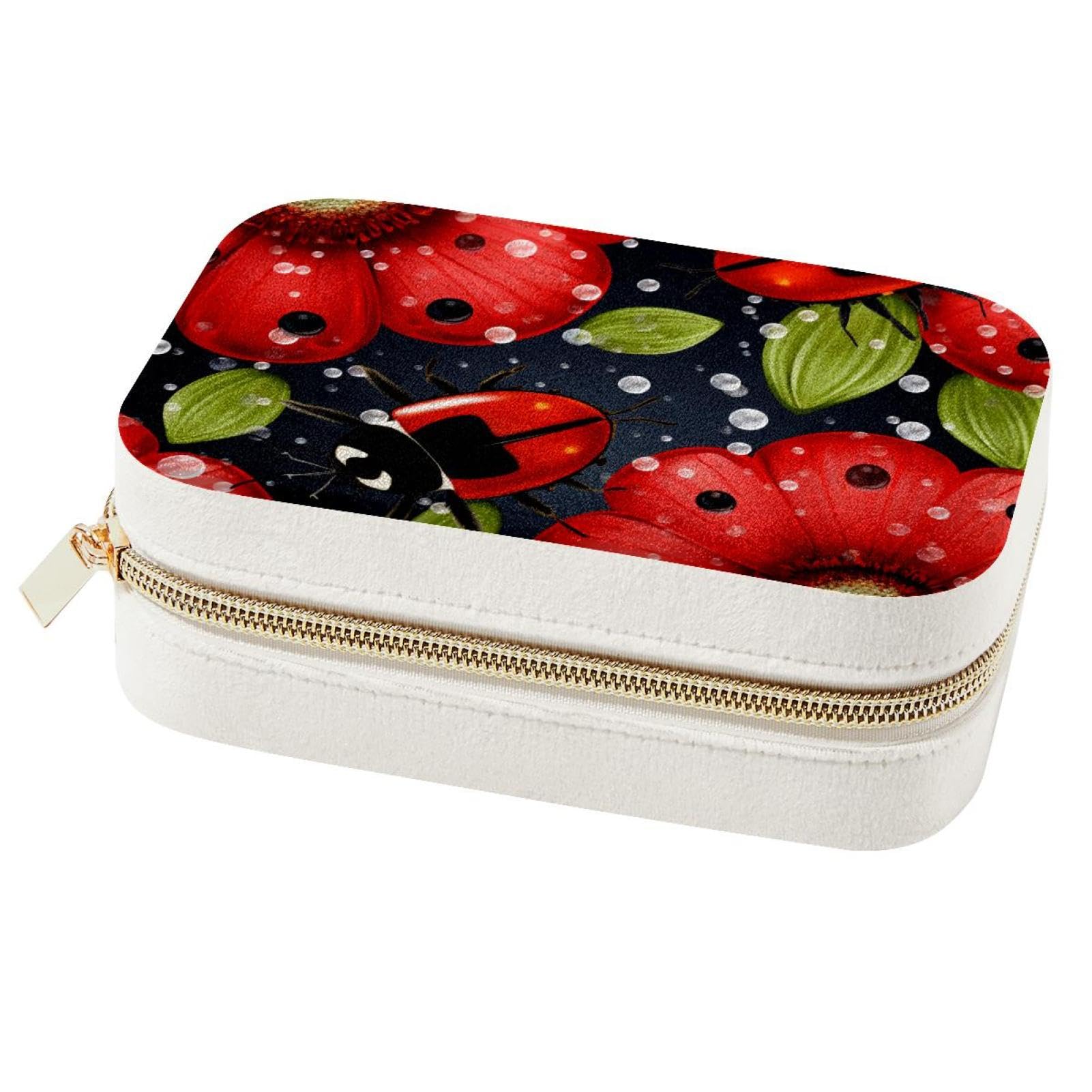 Boîte à bijoux portable fleurs rouges anti noeuds pour colliers