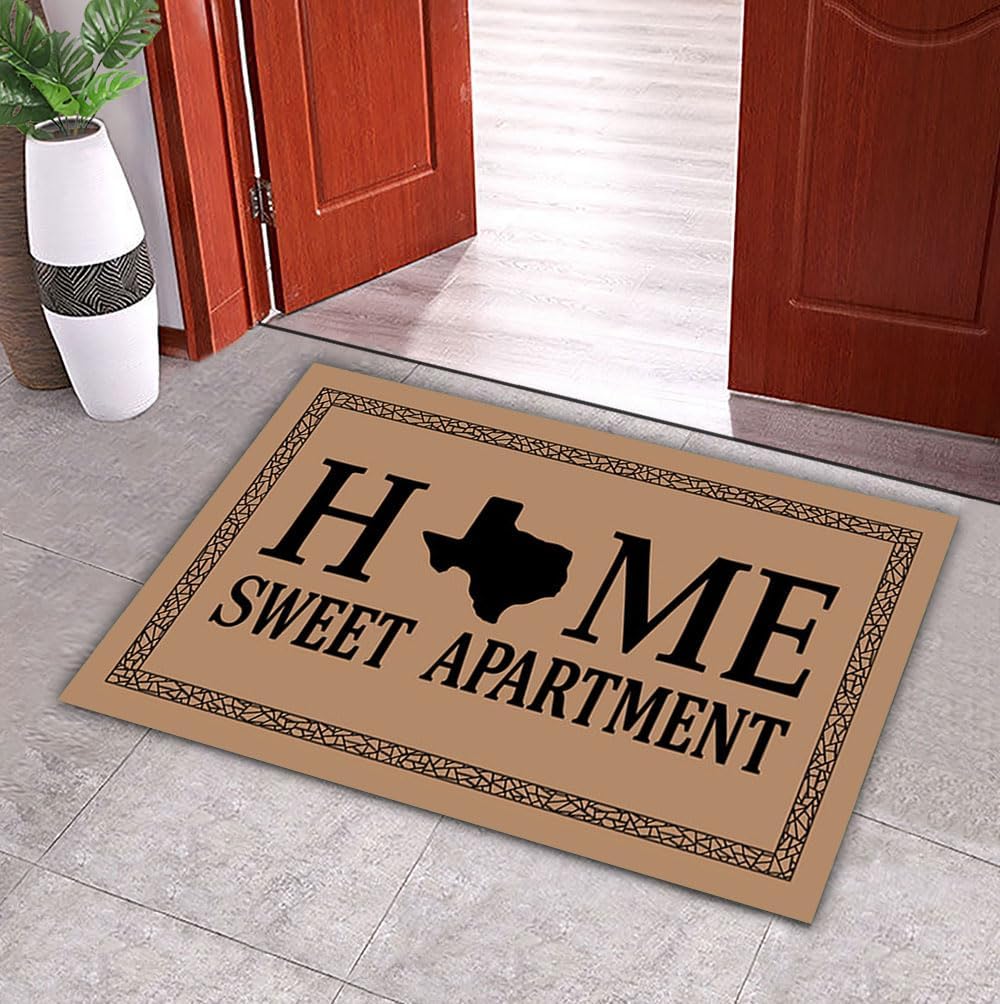 Home Sweet Apartment Doormat Non Slip Rubber Backed Entryway Rugs,Texas Front Door Mat Welcome Mat Entrance Bathroom Mats 23.6" x 15.7"
