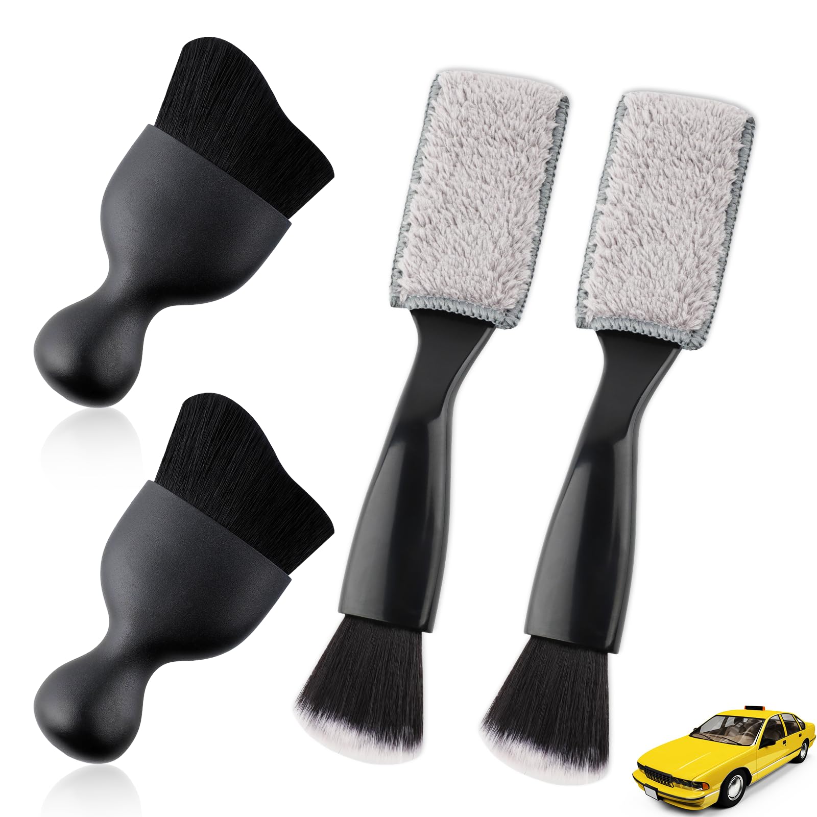 Auto Interior Dusting Brush,4 Pcs Car Interior Dust Sweeping Soft Brush,Woobrooch Car Detailing Cleaning Brush,Universal Car Interior Double Head Crevice Brush for Cleaning Dashboard,Air Vent,Leather